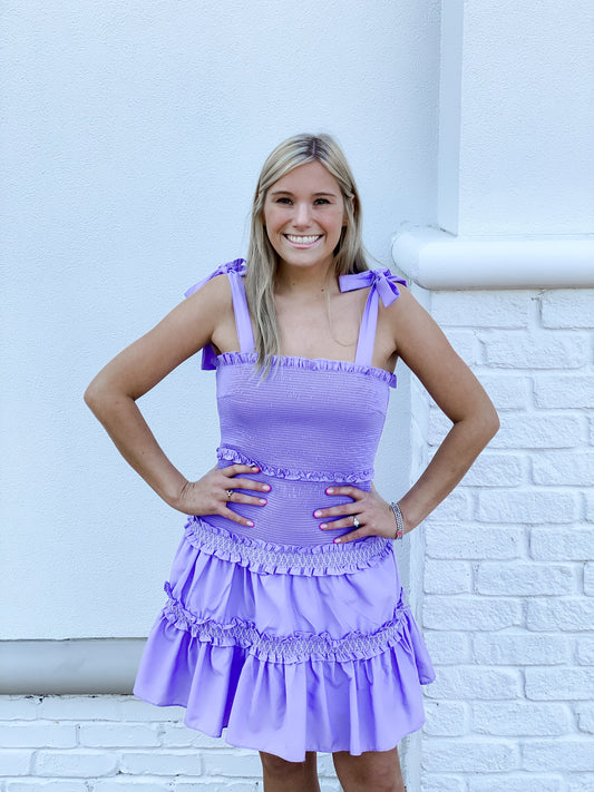 Lavender Smocked Tiered Dress