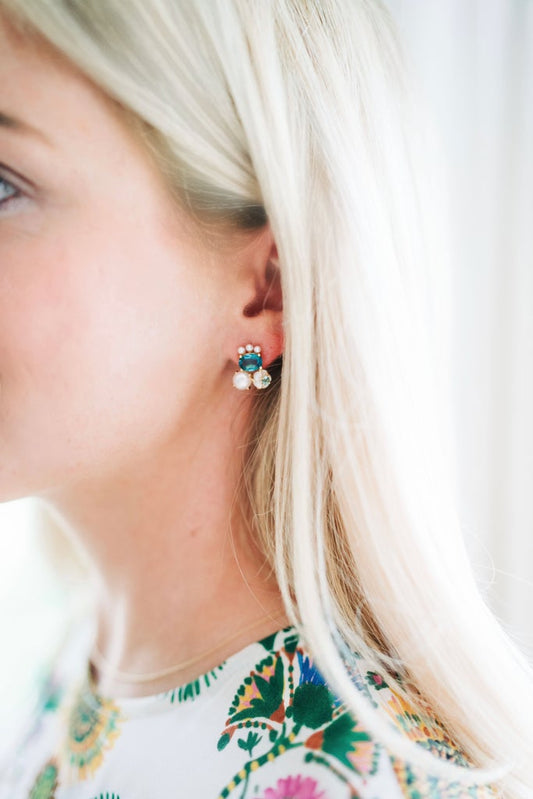 Nicola Bathie Paris Blue + Pearly Abstract Stud