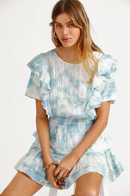 LoveShackFancy Natasha Mini Dress - Pacific Indigo