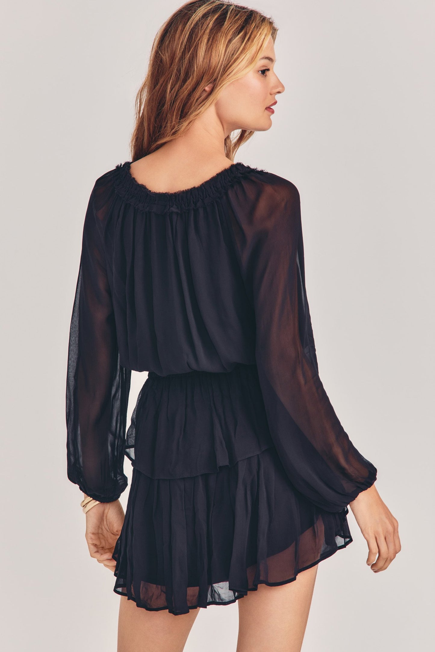 LOVESHACKFANCY POPOVER DRESS - BLACK