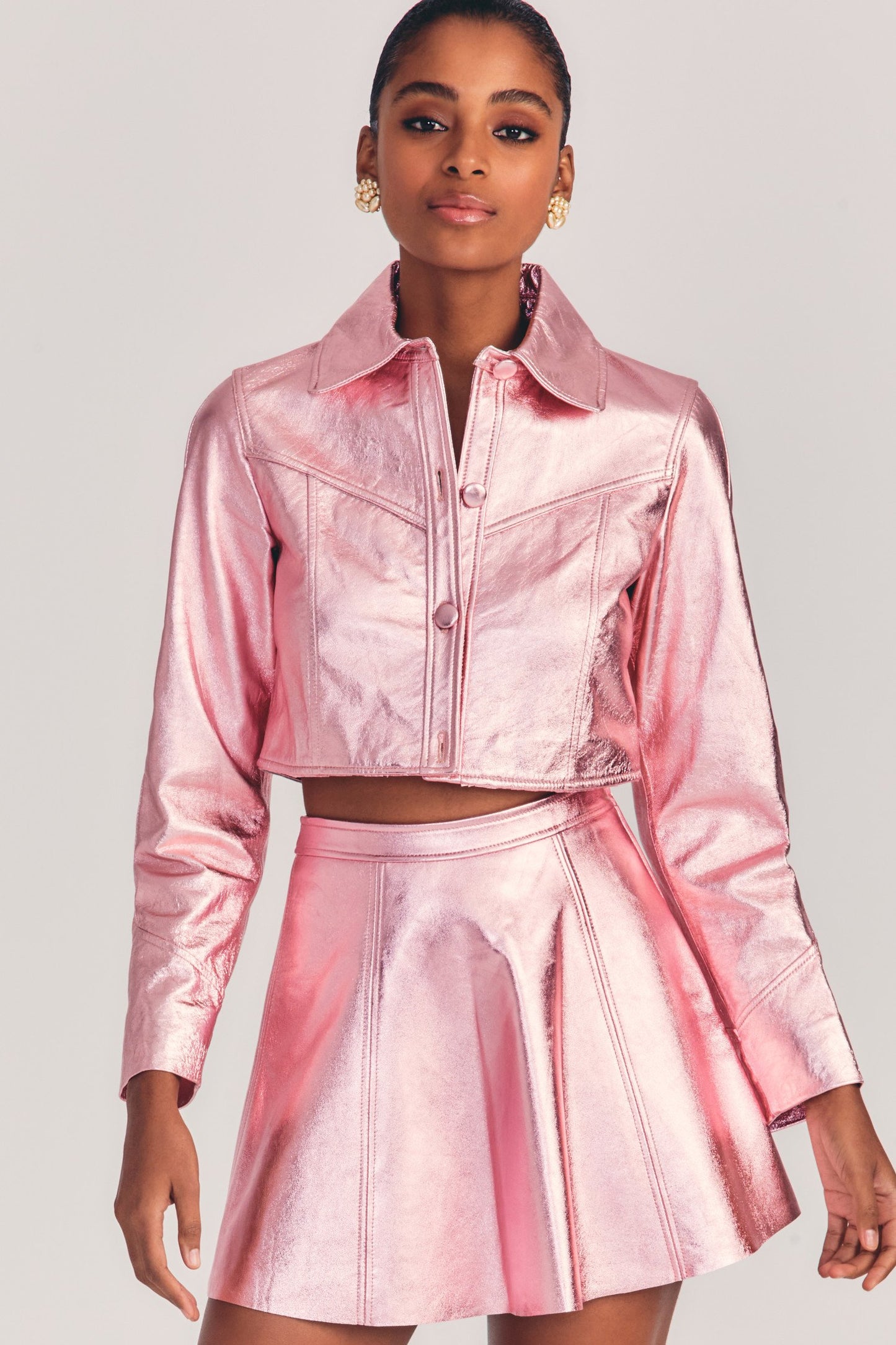 LoveShackFancy India Cropped Leather Jacket