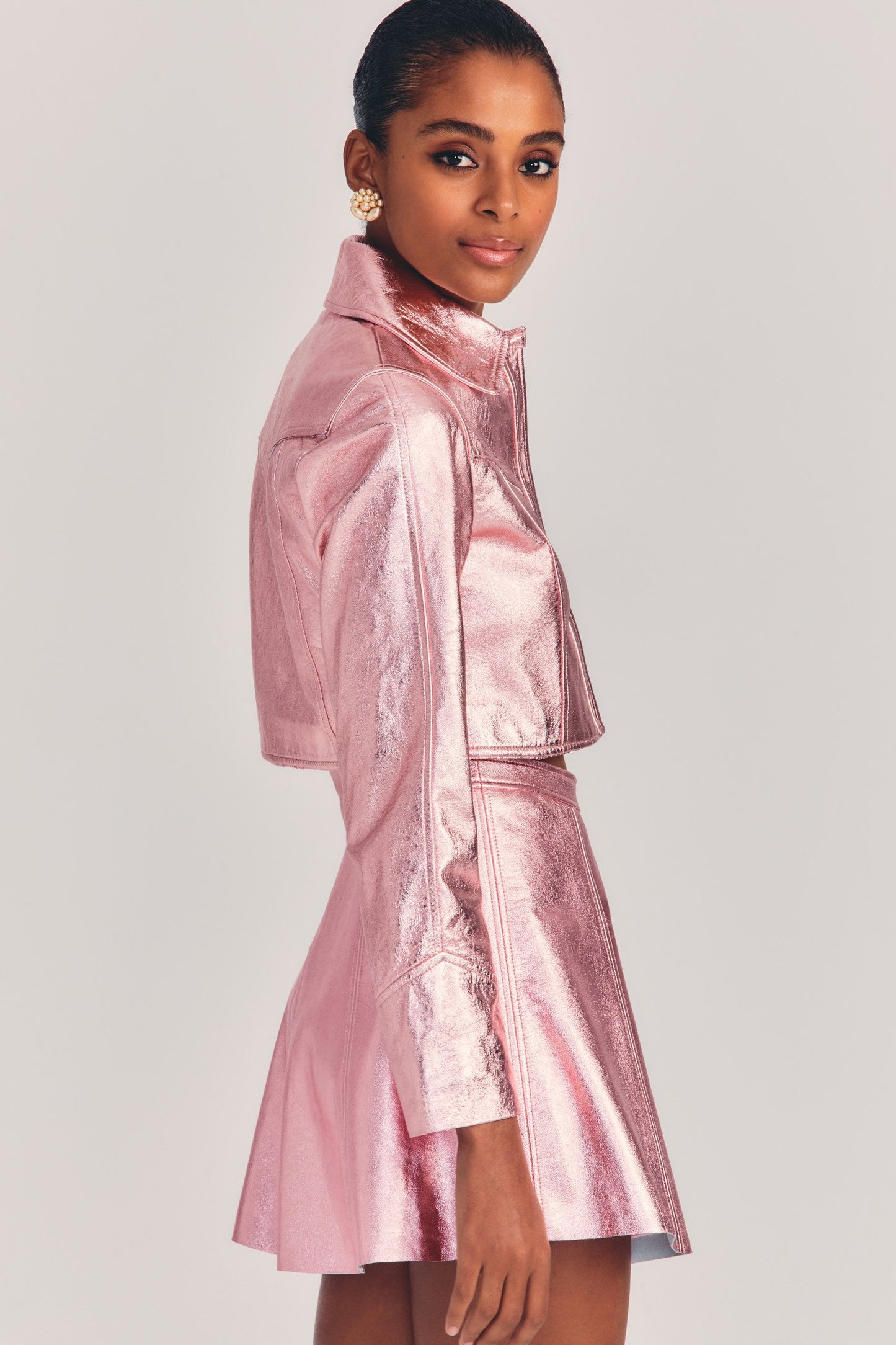 LoveShackFancy India Cropped Leather Jacket