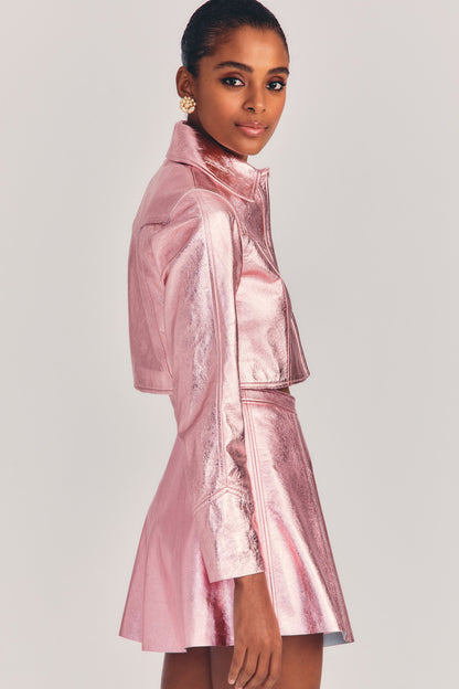 LoveShackFancy India Cropped Leather Jacket