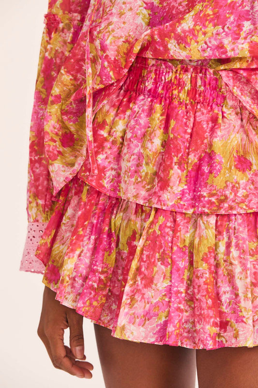 LOVESHACKFANCY RUFFLE MINI SKIRT - SWAYING CORAL