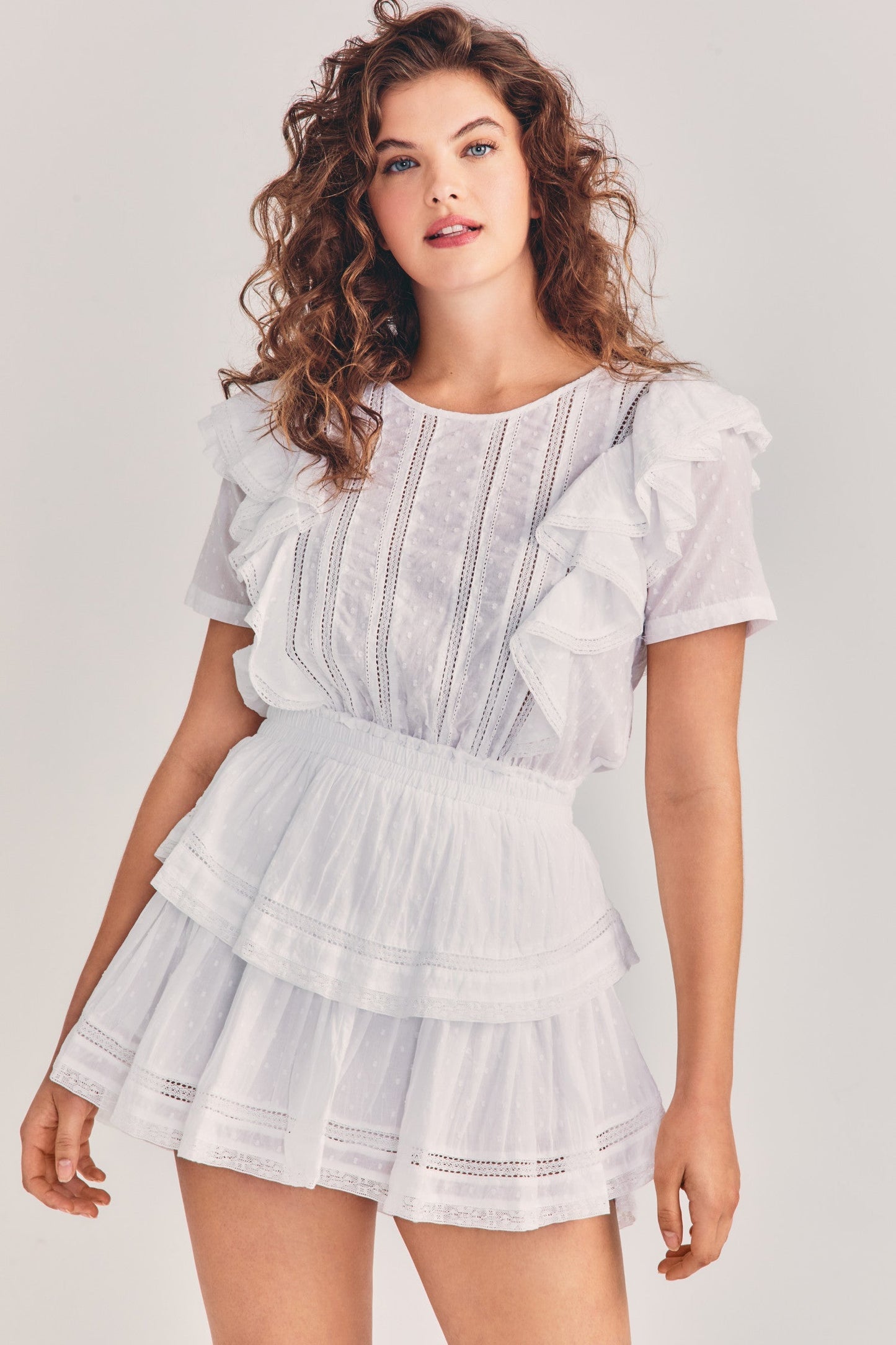 LOVESHACKFANCY NATASHA MINI DRESS - WHITE
