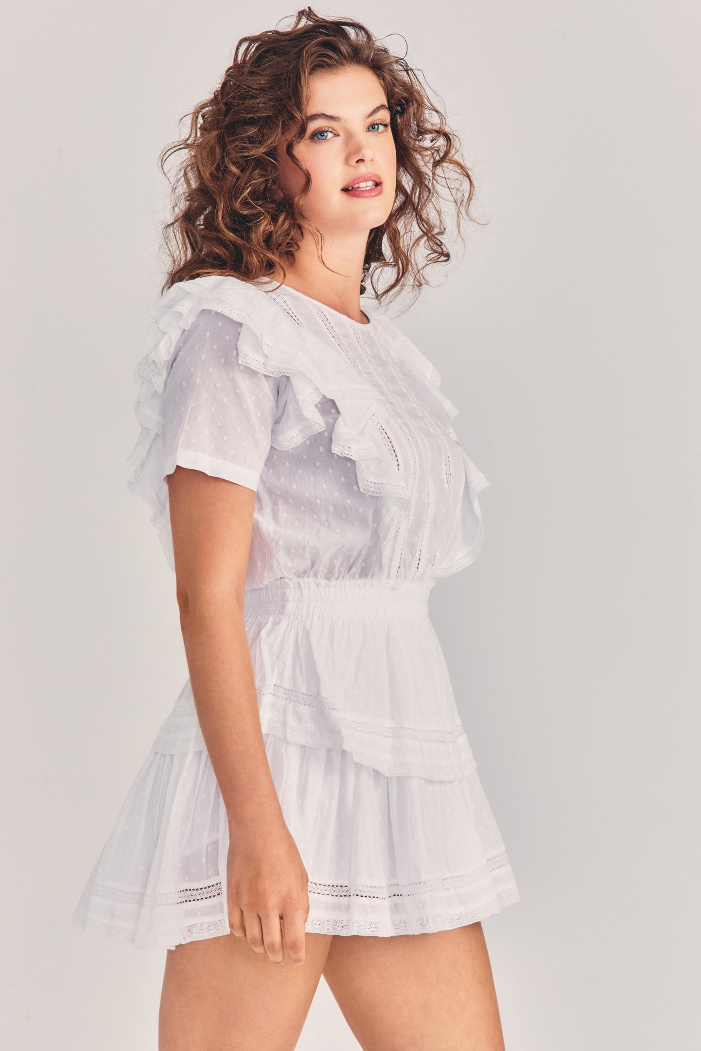 LOVESHACKFANCY NATASHA MINI DRESS - WHITE