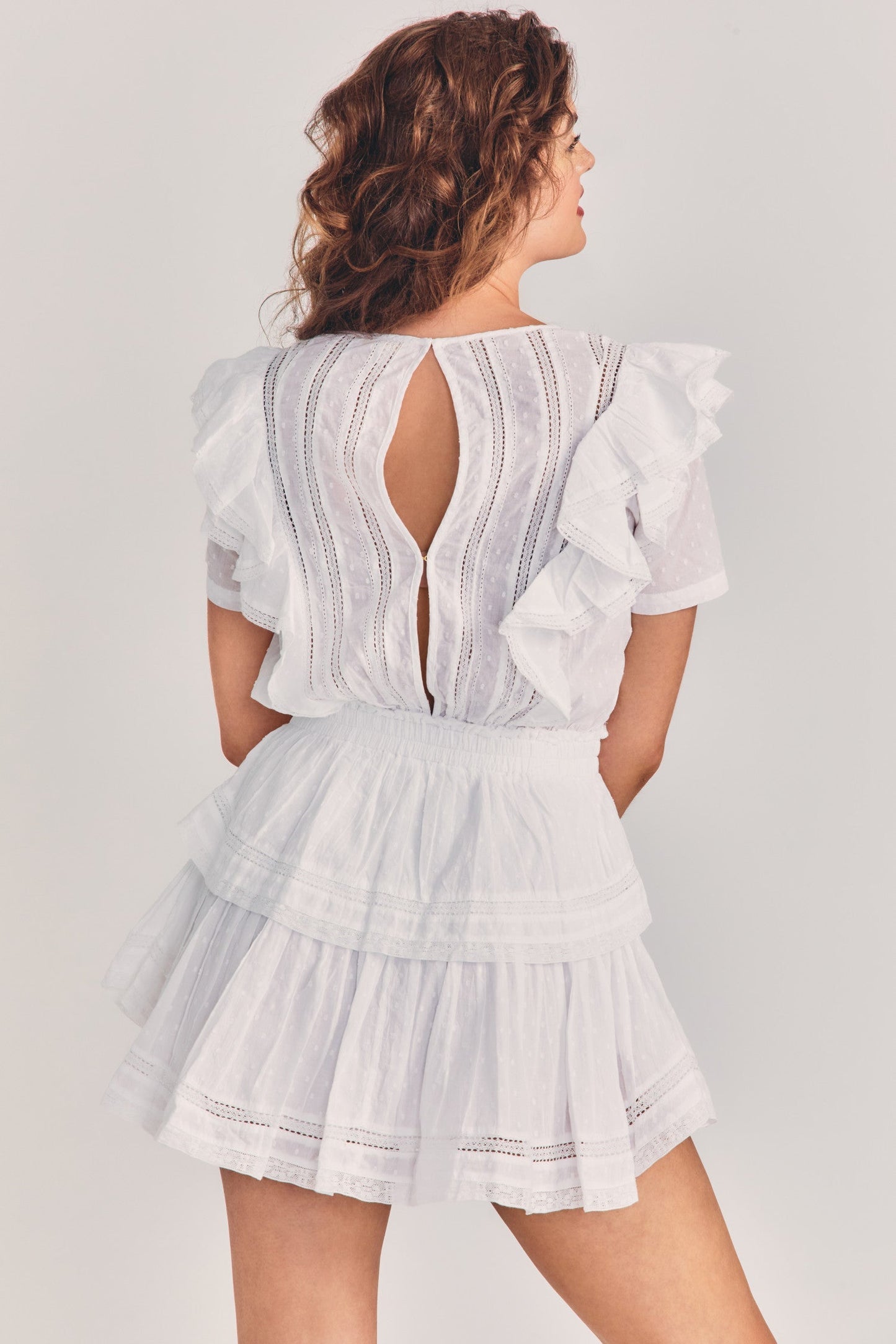 LOVESHACKFANCY NATASHA MINI DRESS - WHITE