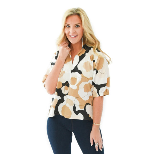 POPPY TOP - ABSTRACT CHEETAH