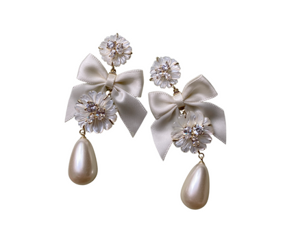 Nicola Bathie Embellished Mother of Pearl + Ivory Bow