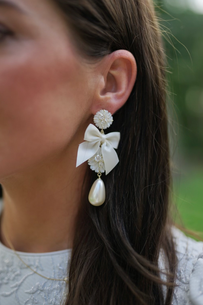 Nicola Bathie Embellished Mother of Pearl + Ivory Bow