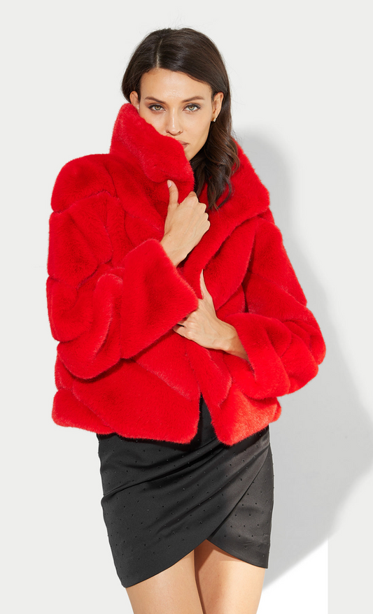 Generation Love Logan Faux Fur Jacket - Red