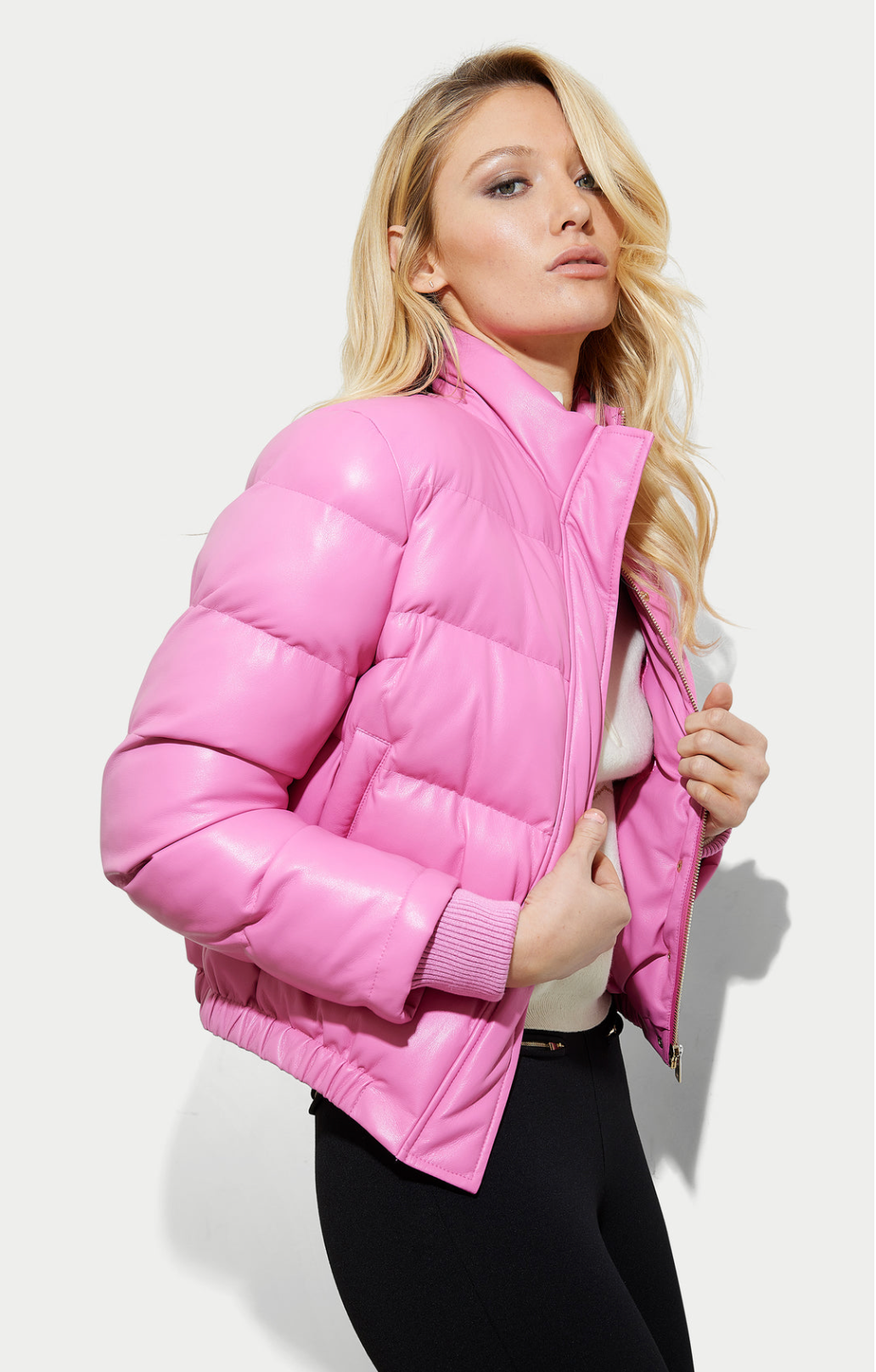 GENERATION LOVE WEST VEGAN LEATHER PUFFER - BOMBSHELL PINK