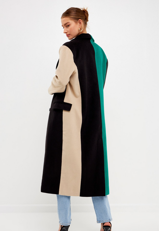 Colorblock Double-Breasted Coat