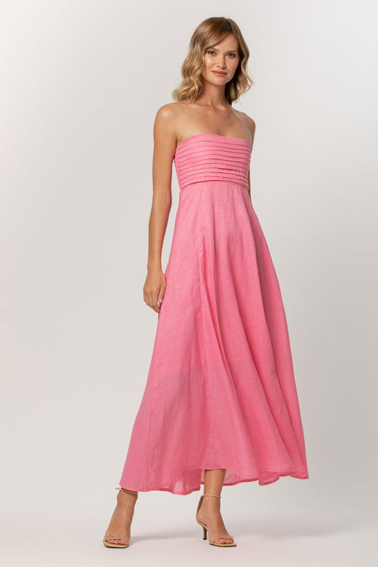 Lusana Talia Strapless Pintuck Dress in Blush