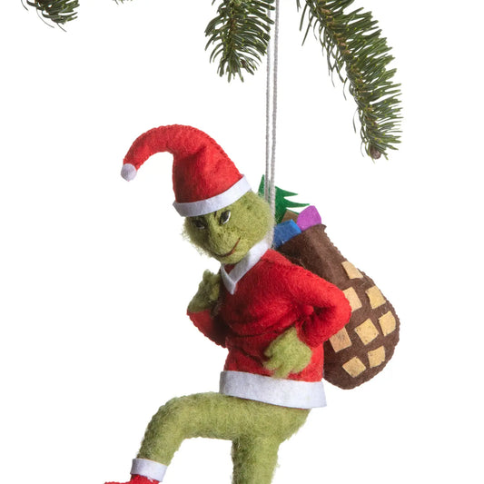 Grinch Santa Ornament