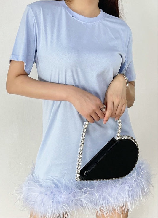 BABY BLUE FEATHER DRESS