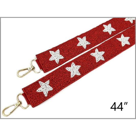 Red and White STar Beaded Purse Strap
