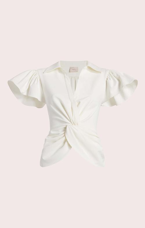 CINQ A SEPT FLUTTER SLEEVE MCKENNA TOP
