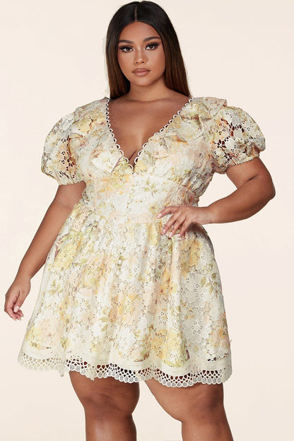Floral Lace Mini Dress