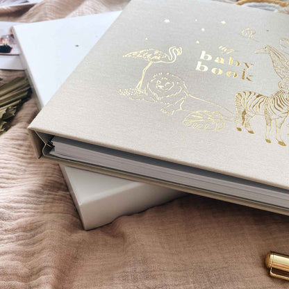 My Baby Book (Safari) luxury keepsake memory book + box