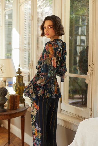 Hemant & Nandita Rafa Navy Blue Top