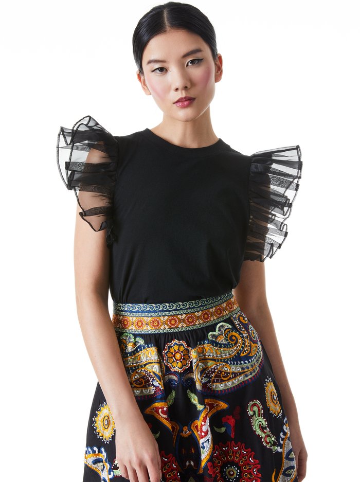Alice + Olivia Garner Boxy Organza Sleeve Tee