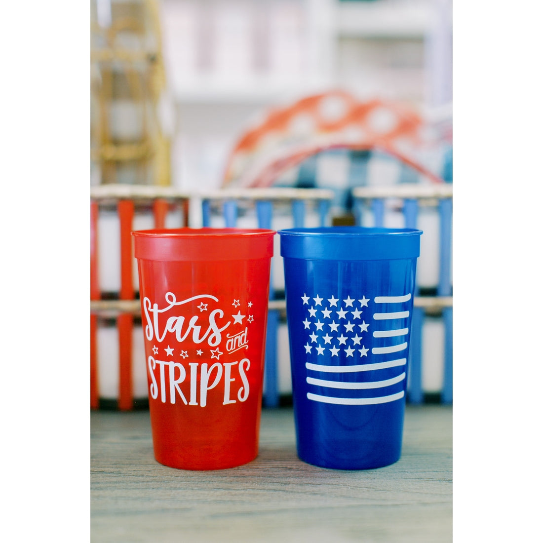 Stars And Stripes July 4th Patriotic Stadium Cup - Set of 6