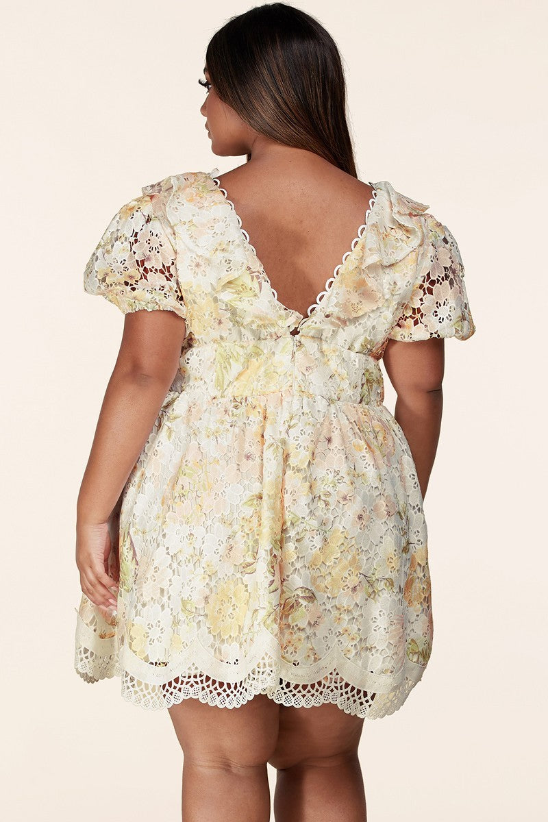 Floral Lace Mini Dress