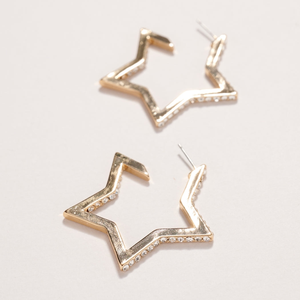 Star Rhinestone Hoop Earring