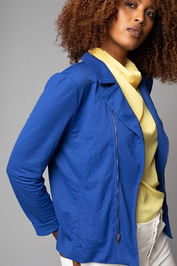 Washed Pique Zip-Front Blazer