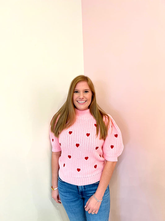 Hearts Mock Neck Sweater