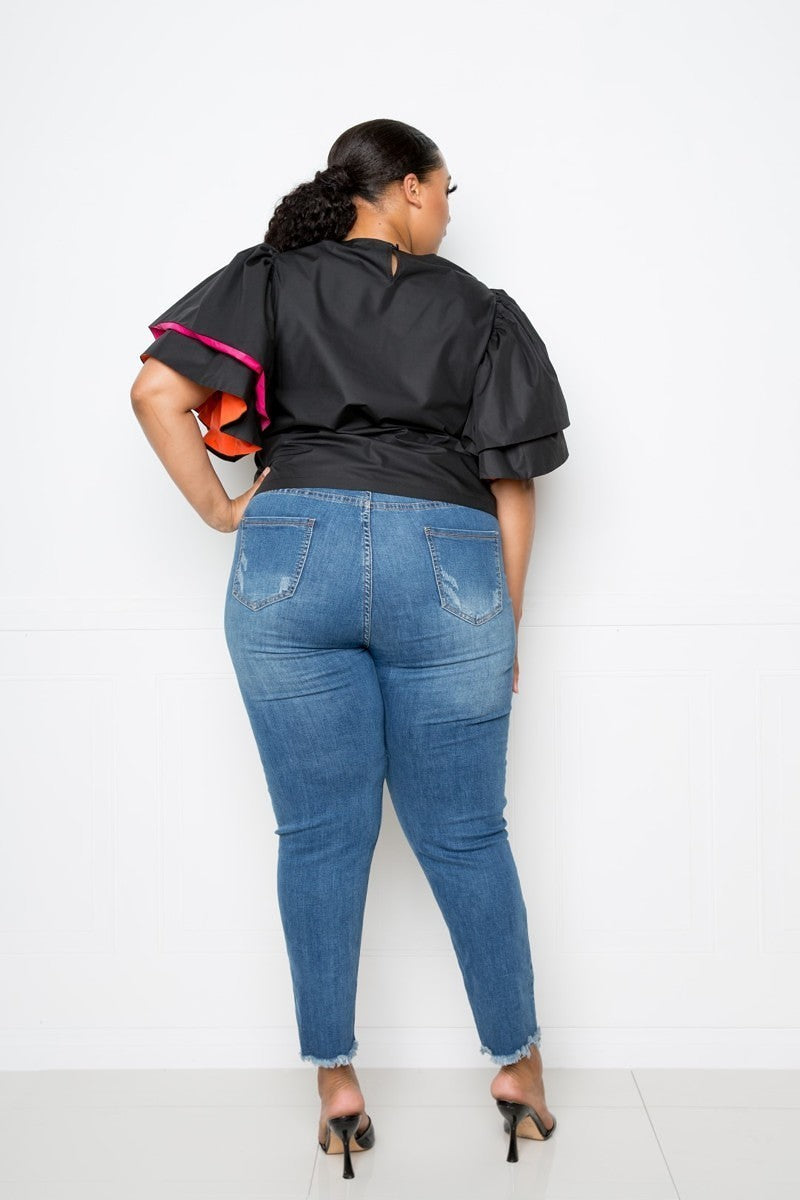 PEEKABOO POPLIN TOP
