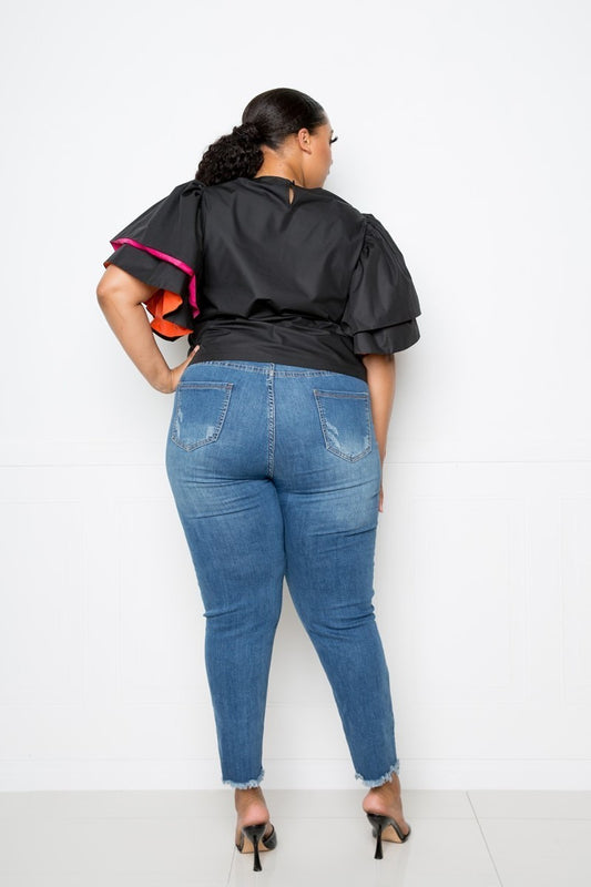 PEEKABOO POPLIN TOP
