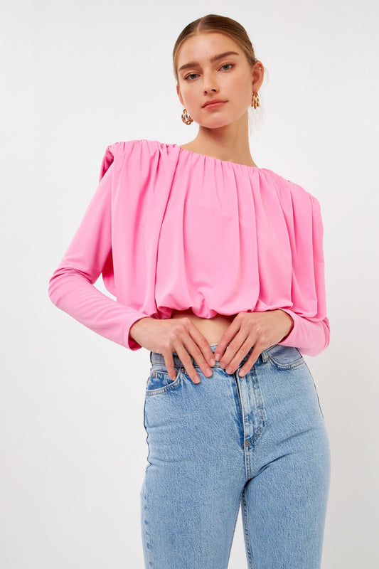 Pink Shoulder Pad Top
