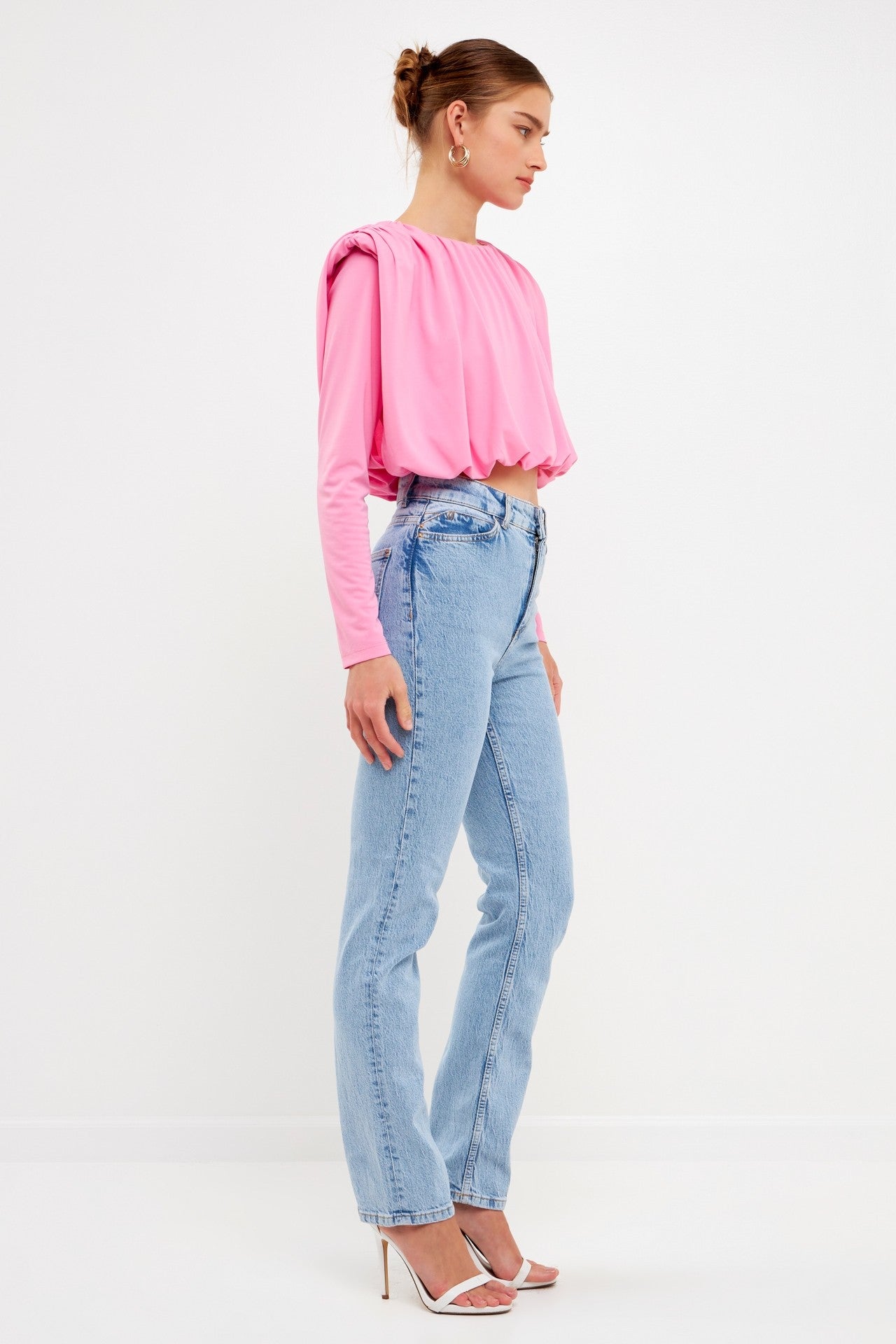 Pink Shoulder Pad Top