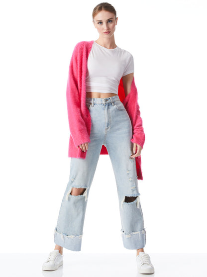 Alice & Olivia Barry Oversized V Neck Cardigan
