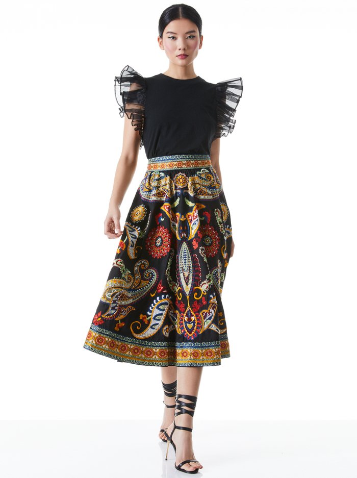 Alice + Olivia Garner Boxy Organza Sleeve Tee