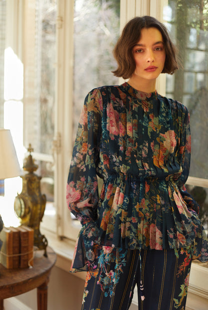 Hemant & Nandita Rafa Navy Blue Top