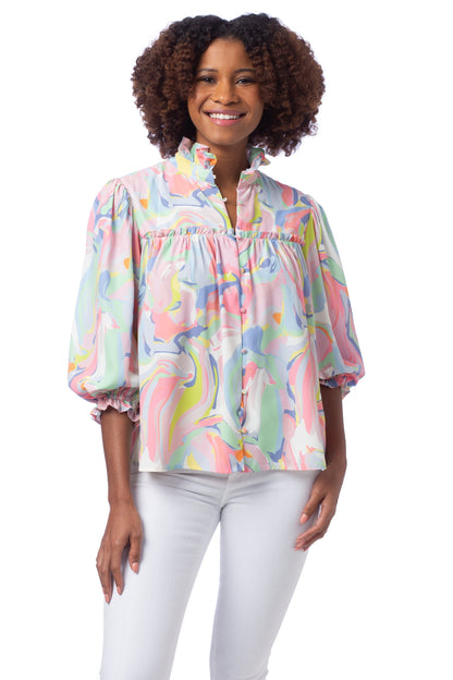 CROSBY WORTHY BLOUSE - PALM BEACH