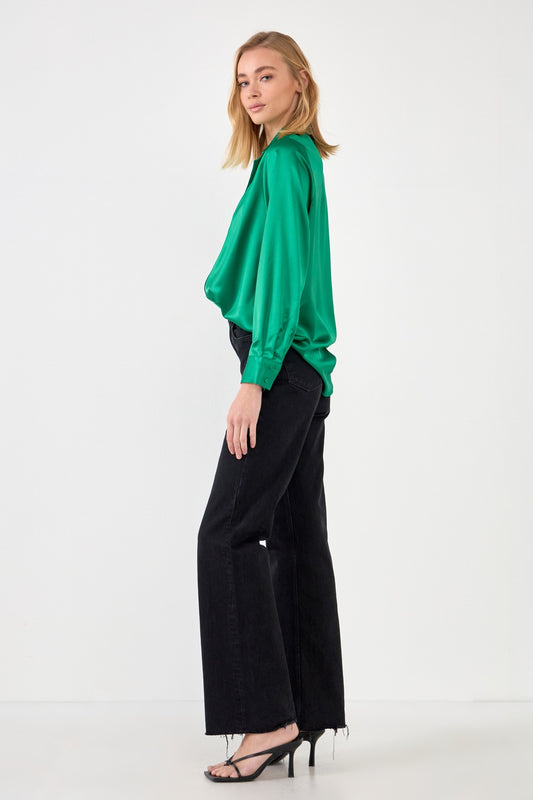 GREEN CLASSIC SATIN TOP