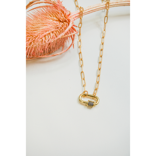 Dark Blue Lock Necklace