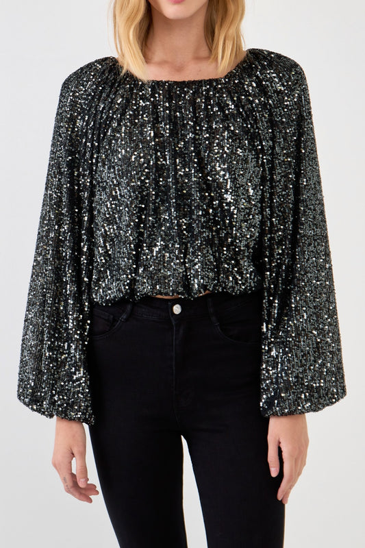 SEQUIN BLOUSON TOP