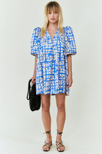 HUNTER BELL JENKINS DRESS - BLUE COBBLESTONE