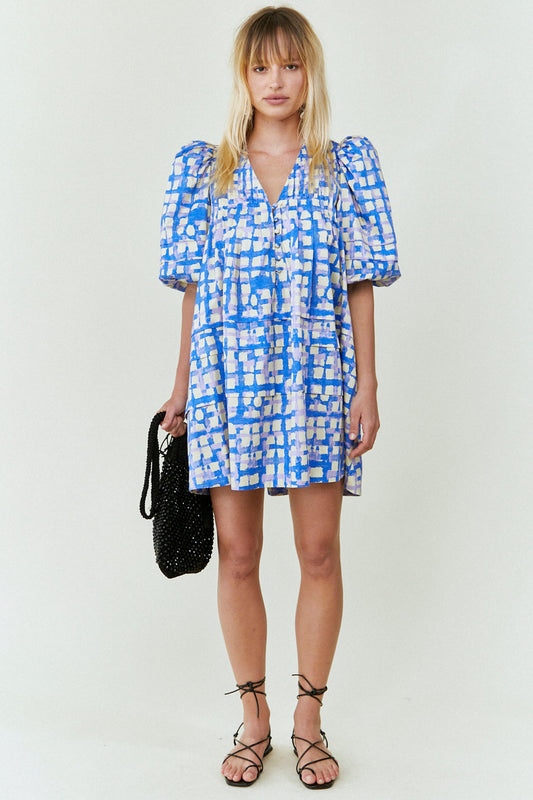 HUNTER BELL JENKINS DRESS - BLUE COBBLESTONE