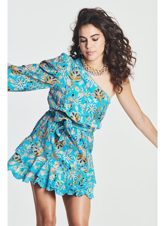 Hemant & Nandita Turquoise Schiffly Dress