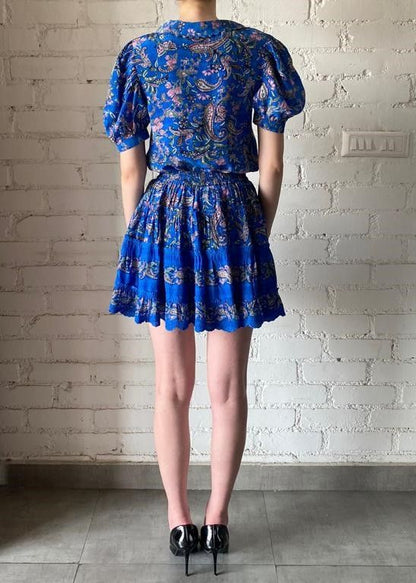 Hemant & Nandita Amyra Blue Viscose Skirt
