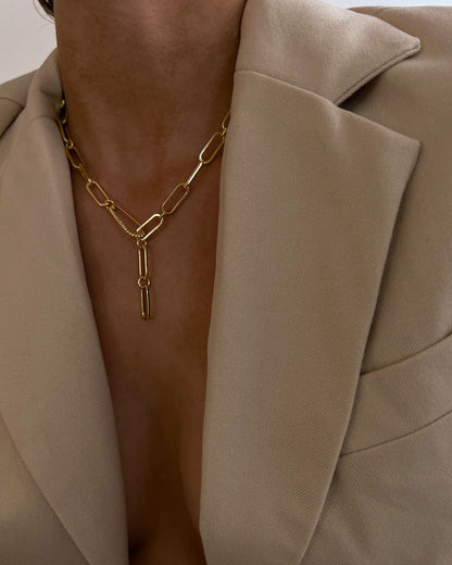 LUVAJ THE FRANCOIS SAFETY PIN NECKLACE- GOLD