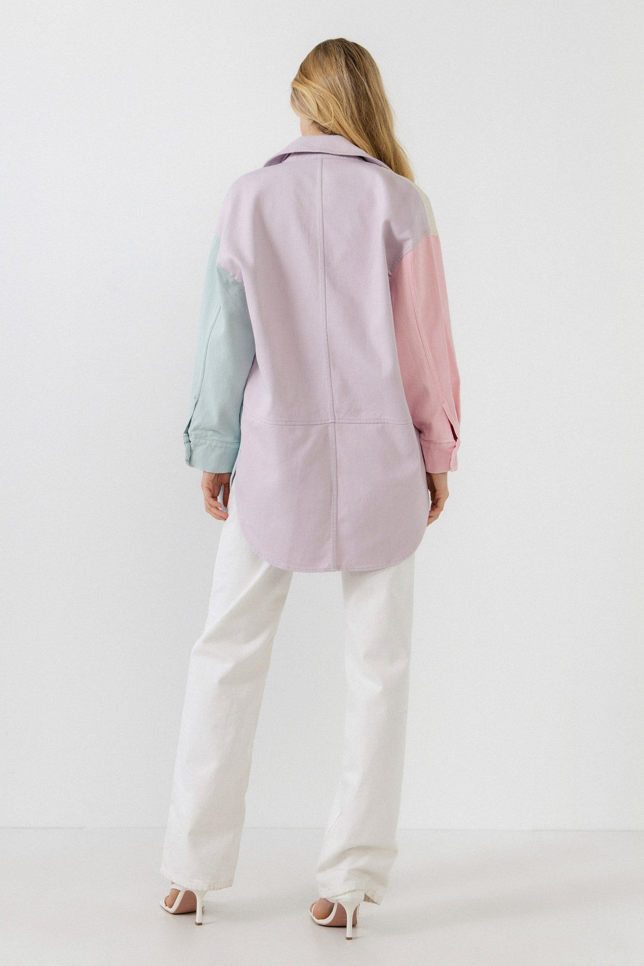 Oversized Colorblock Shirt Jacket