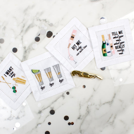 90's Embroidered Cocktail Napkin Set