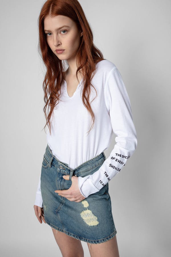 ZADIG & VOLTAIRE BAND OF SISTERS HENLEY T-SHIRT